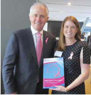 Photo of Ms Ellen Connell with Prime Minister Malcolm Turnbull.
